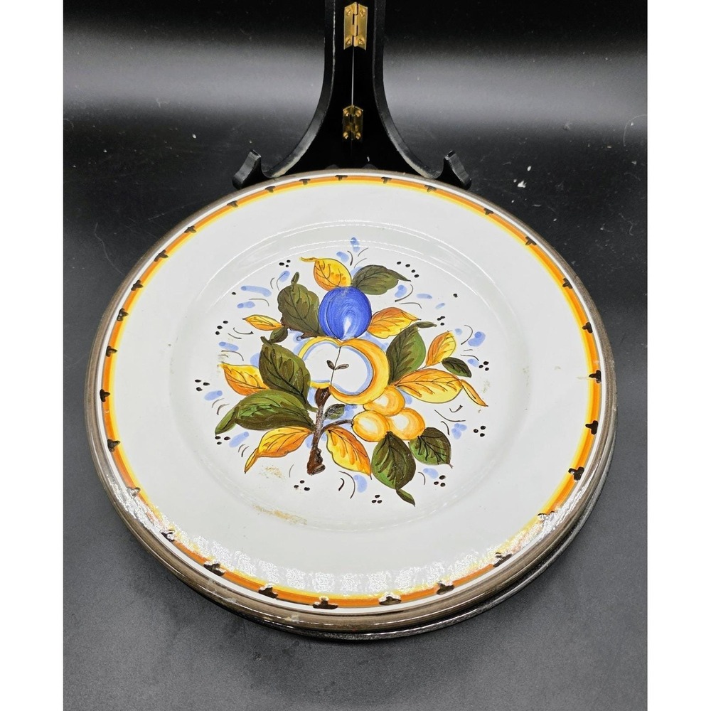 Set/2 Artistica Italian Pottery Wall Plate Fruit Apple Fig 10"